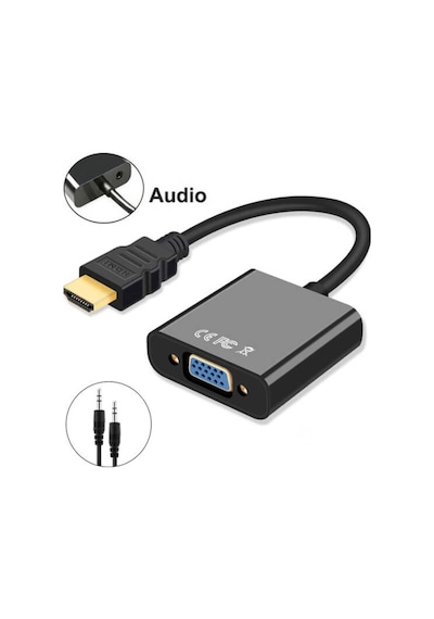 Hdmı To Vga Kablo Çevirici Dönüştürücü + Ses - Hdmi To Vga Kablo (551664582)