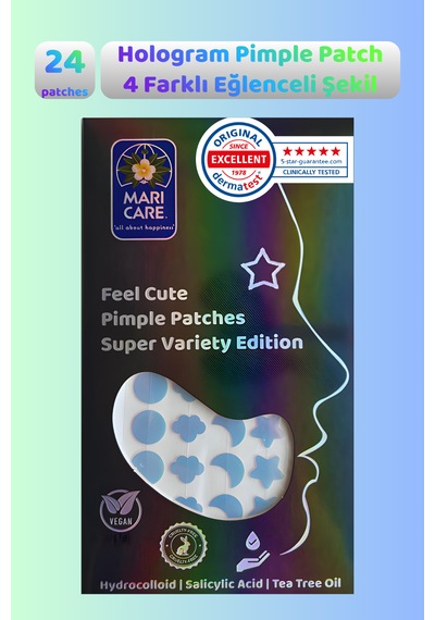 Mari Care Feel Cute Pimple Patches Super Variety Edition 24 Adet Hologram