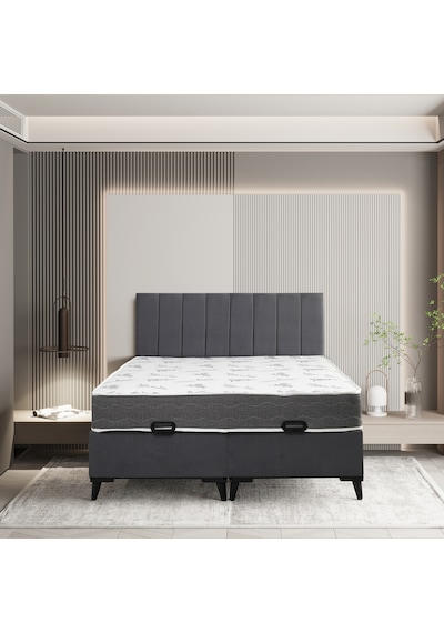 Country Çift Kişilik Baza Comfort Yatak Haki Başlık 3'lü Set Konuma Özel Teslimat 140 x 190 CM