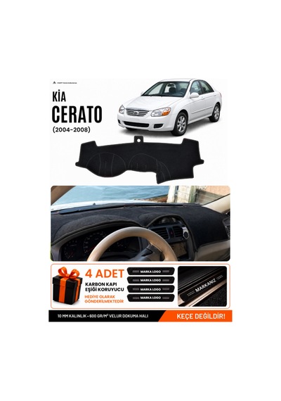 Kia Cerato 2004-2008 Uyumlu Torpido Koruma, Torpido Örtüsü, Torpido Kılıfı - Siyah