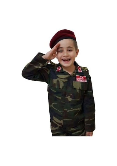 Ert Çocuk Asker Komando Kıyafeti Bordo Bereli