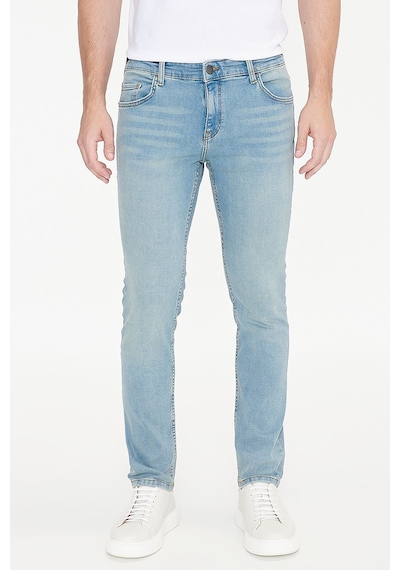 AC&Co / Altınyıldız Classics Ekstra Slim Fit Dar Kesim Pamuklu Riss Erkek Jean Kot Pantolon - Petrol Mavisi