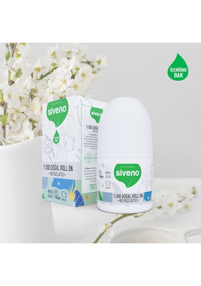 Siveno %100 Doğal Roll On Beyazlatıcı Etkili Deodorant Ter Kokusu Önleyici Bitkisel Leke Bırakmayan Vegan 50 ML