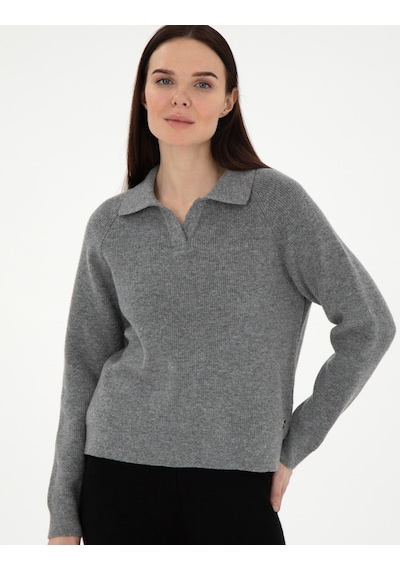 Pierre Cardin Kadın Gri Melanj Kazak /triko 50296492-vr086 GRİ MELANJ Gri Melanj