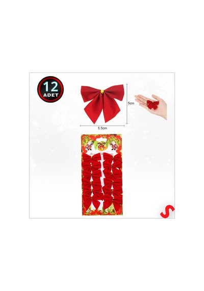 Yılbaşı Kadife Fiyonk Süs, 5,5 Cm X 12 Adet