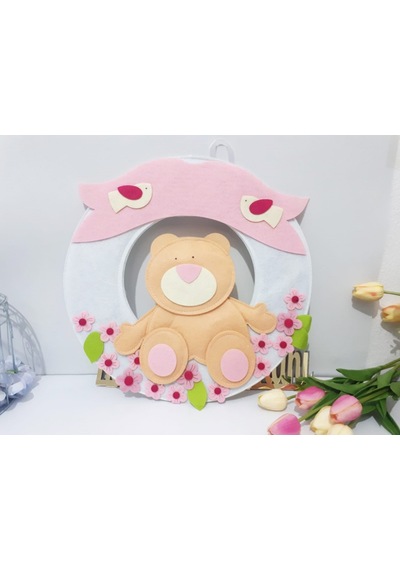 Ayıcıklı Keçe Bebek Odası Kapı Süsü Çok Renkli