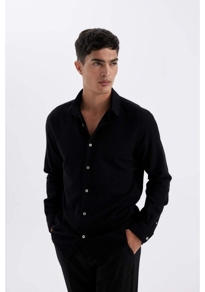 Defacto Siyah Modern Fit Modern Kesim Polo Yaka Düz Pamuklu Uzun Kollu Gömlek D1629AX24AUBK81 Siyah Defacto Siyah Modern Fit Modern Kesim Polo Yaka Düz Pamuklu Uzun Kollu Gömlek D1629AX24AUBK81 Siyah