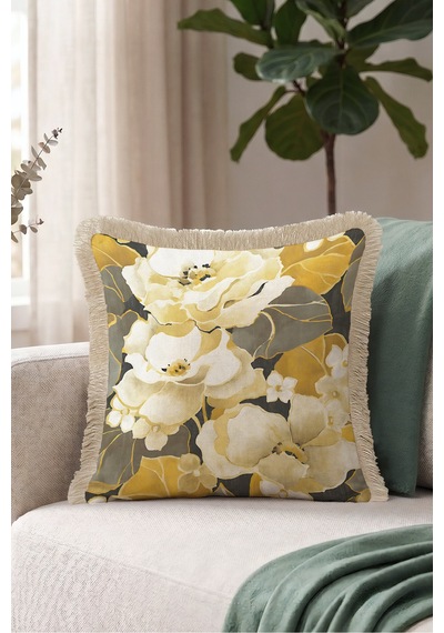 Çiçek Desenli Bej Saçaklı Yastık Kılıfı-zarif Floral Modern Hardal Gri Vizon Püsküllü Kırlent Kılıfı Kayıp Esinti Mira Çiçek Desenli Bej Saçaklı Yastık Kılıfı-zarif Floral Modern Hardal Gri Vizon Püsküllü Kırlent Kılıfı Kayıp Esinti Mira
