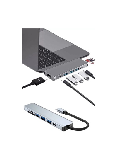 Home Usb Type-c Hub Dönüştürücü Çevirici Çoklayıcı Macbook Çevirici 8 Portlu