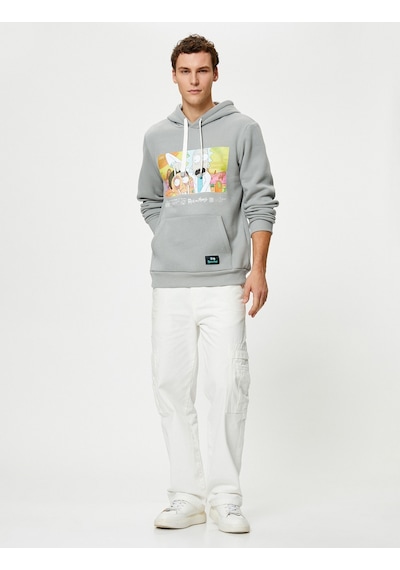 Koton Rick And Morty Hoodie Kanguru Cepli Lisanslı Baskılı Gri 4wam70331mk Gri