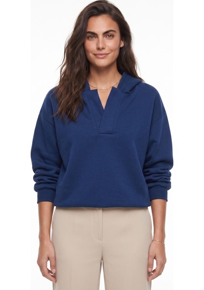Onloox Kadın Lacivert Lacivert Pamuklu V Yaka Düşük Omuz Kapişonlu Uzun Kollu Ribana Detaylı Sweatshirt Onloox Kadın Lacivert Lacivert Pamuklu V Yaka Düşük Omuz Kapişonlu Uzun Kollu Ribana Detaylı Sweatshirt