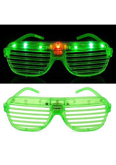 Led - 570 - Işıklı Panjur Parti Gözlüğü Yeşil Renk - Spt-gld - Shutter Gözlük