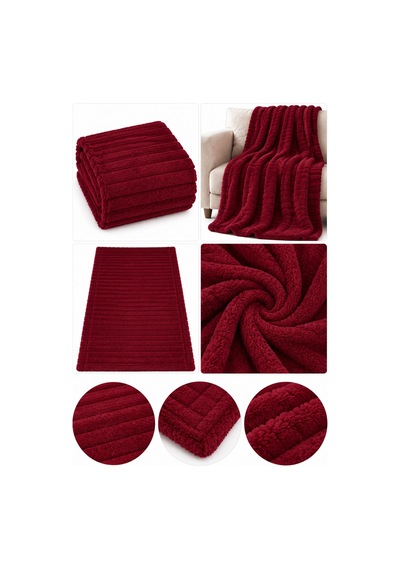 Tek Kişilik Peluş Tv Diz Battaniyesi 100x175 Cm Bordo