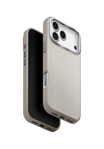 Apple Uyumlu iPhone 17 Pro Kılıf Lyden Vegan Deri Kaplama İnovatif Görünüm Magsafe Premium Kapak Gri