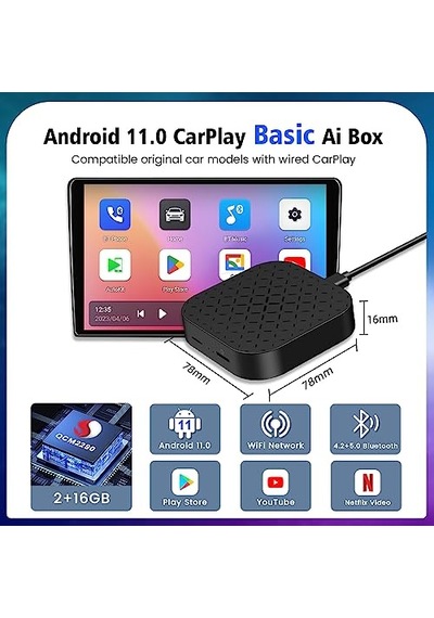 Carlinkit Ai Box Android 11, Kablosuz/wireless Carplay & Android Auto, Google Playstore, Netflix, Youtube Destekli Andro