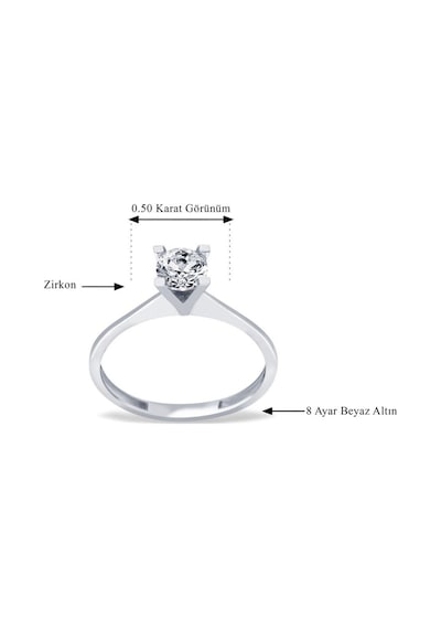 Diamond Line - Gülaylar - Beyaz Altın 8 Ayar Tektaş Yüzük Diamond Line - Gülaylar - Beyaz Altın 8 Ayar Tektaş Yüzük