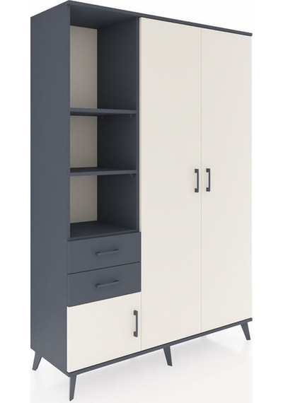 Hyperion Dolap 5 Raflı 2 Çekmeceli Tek Askılı 132x44x195 Antrasit-aytaşı/antrasit Aytası/antrasıt - Antrasıt Hyperion Dolap 5 Raflı 2 Çekmeceli Tek Askılı 132x44x195 Antrasit-aytaşı/antrasit Aytası/antrasıt - Antrasıt