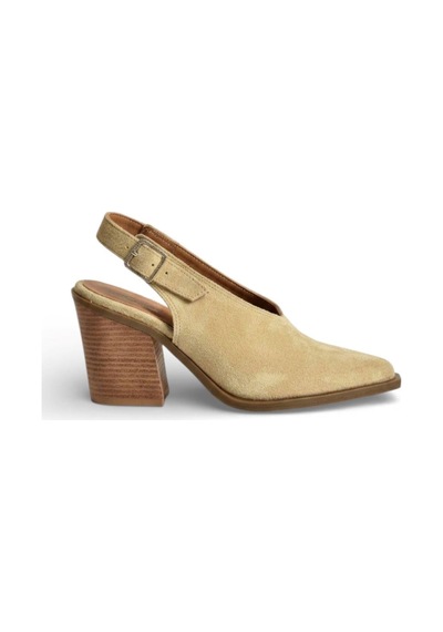 Fox Shoes U654304102 Bej Hakiki Deri Süet Western Topuklu Ayakkabı Bej