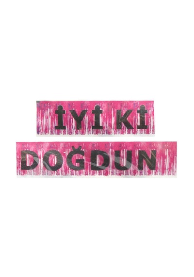 İyiki Doğdun Banner Püsküllü Metalize Pembe 200X22 Cm