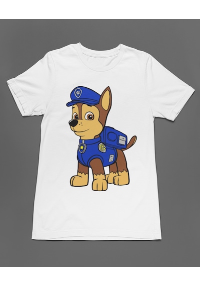 Bumeta Cesur Paw Chase Paw Patrol Unisex Tişört T-shirt Beyaz