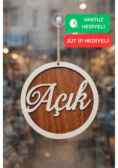 Üç Katlı El Yazılı Modern Açık/kapalı Tabelası - Akçaağaç-beyaz