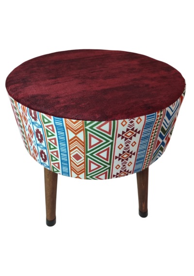Ustaagac Puf Koltuk Bench Tabure Modern Kilim Bordo - Ahşap Ayaklı - Doğal Modern Stil Bordo Mürdüm