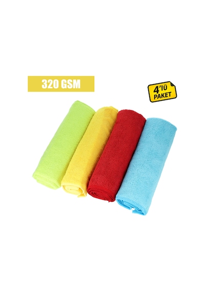 Menzerna Mikrofiber Bez Seti 320 Gsm 4'lü Paket - 40x40cm Renkli Detailing Pasta Cila Bezleri