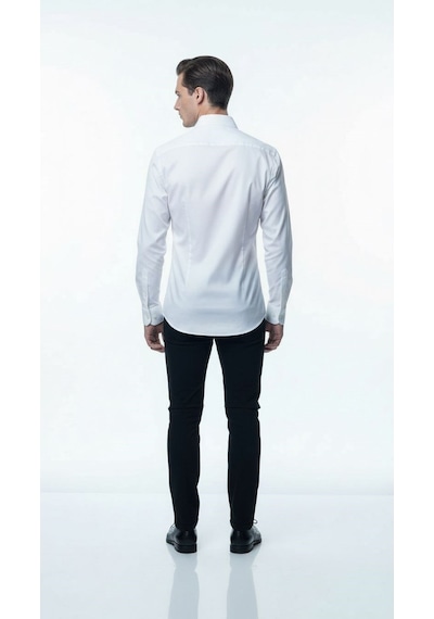 Plus Scorpion Erkek Beyaz Klasik Gömlek Slim Fit, Düz Model, Şık Ofis & Günlük Kombin Beyaz