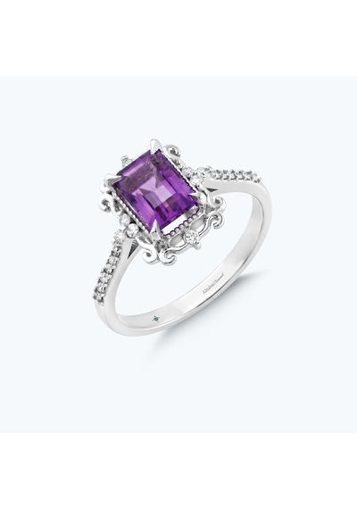 Altınbaş Pırlanta Ametist Emerald Kesim Yüzük Pnf046am-14k