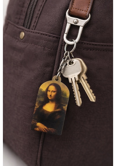Mona Lisa Baskılı Metal Anahtarlık Sanatsal Tablo Figürlü Unisex