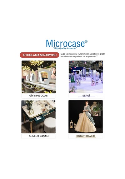 Microcase 360 Derece Döner Başlıklı Takı Aksesuar Organizer Standı Al5459 Şeffaf Çok Renkli