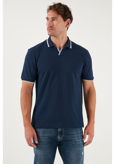 Buratti Pamuklu Regular Fit Şerit Detaylı Erkek Polo Yaka T Shirt 5902964 Indigo