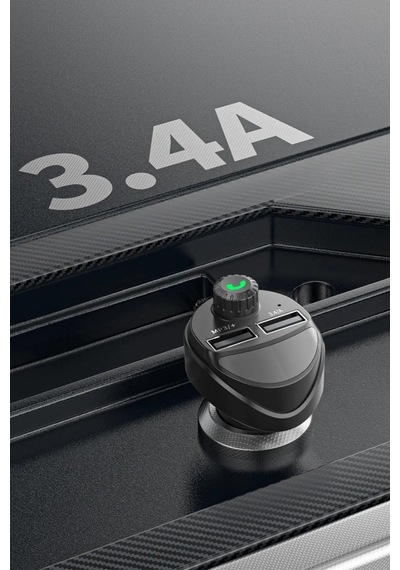 Ven-dens Vd-fm004 Bluetooth 5.0 Araç Fm Transmitter Cihazı, Çift Usb Hızlı Şarj, Tf Kart Desteği Ve, Siyah