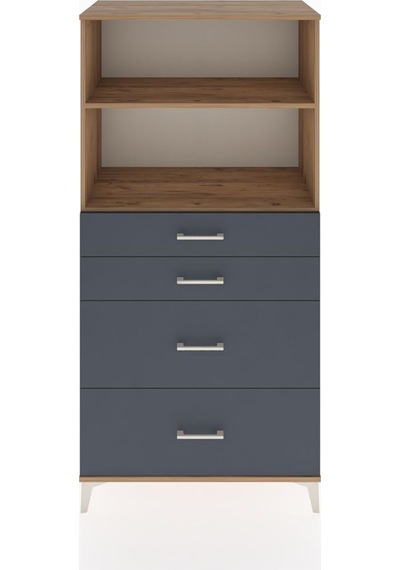 Hyperion Dolap 2 Raflı 4 Çekmeceli 88x44x182 Çam-antrasit Atlas Çam