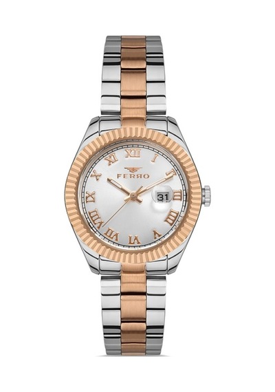 Ferro 33 mm Rose ve Gümüş Çelik Kordon Kadın Kol Saati FL21295A-E FL21295A-E