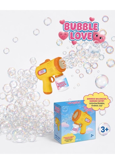 Pilli Işıklı Köpük Tabancası Otomatik Işıklı Baloncuk Tabanca Bubble Gun Çocuk Oyuncağı