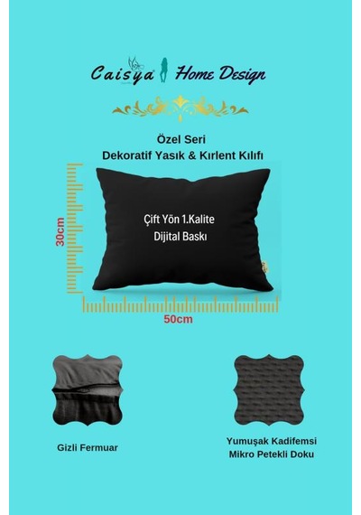 Özel Seri Çift Yön Dijital Baskılı Dekoratif Dikdörtgen Kırlent Kılıfı Yastık Kılıfı 50x30cm Karışık/Çok Renkli