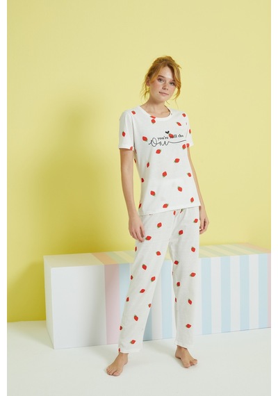 Siyah İnci Örme Pijama Takım 24107098 Çok Renkli