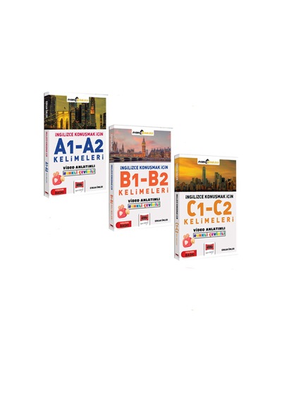Erkan Önler İngilizce Konuşmak İçin A1-a2 - B1-b2 - C1-c2 Kelimeleri Video Anlatımlı Renkli Çeviri 3'lü Set - 880196891