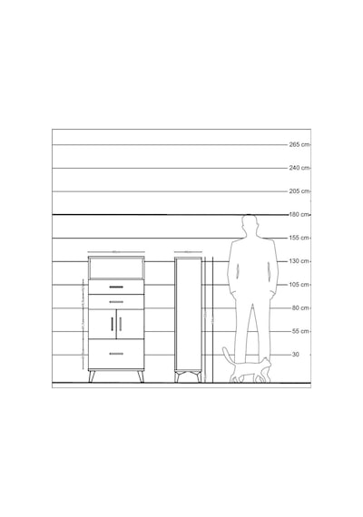 Hyperion Dolap 2 Raflı 3 Çekmeceli 2 Kapaklı 60x44x134 Çam-an... Çam
