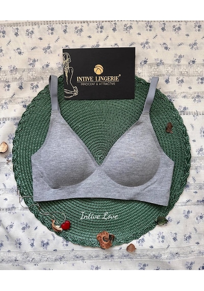 Softease V Yaka Balensiz Dikişsiz Lazer Kesim Rahat Soft Kumaştan Gri