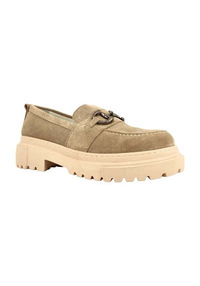 Hobby Ayakkabı Hobby 26114s Hakiki Süet Deri Kadın Loafer Ayakkabı Bej