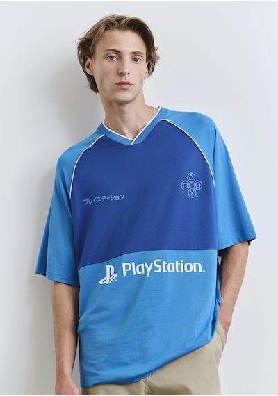 Mavi - Playstation Baskılı Mavi Forma Tişört 0612939-70772 Mavi
