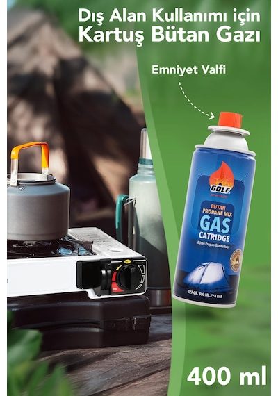 2 Adet Bütan Propan Gaz Kartuşu - Valfli Kartuş Kamp Ocağı Gazı 227 Gr Beyaz
