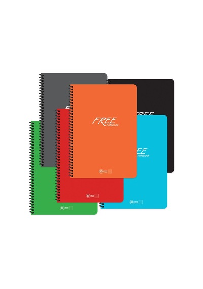 Keskin A4 60 Yp. Çizgisiz Free Spiralli Defter - 6'lı Set Çok Renkli