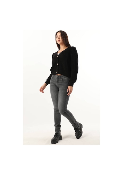 Banny Jeans Kadın Orta Bel Düz Dar Kesim Jean Pantolon Koyu Gri 28