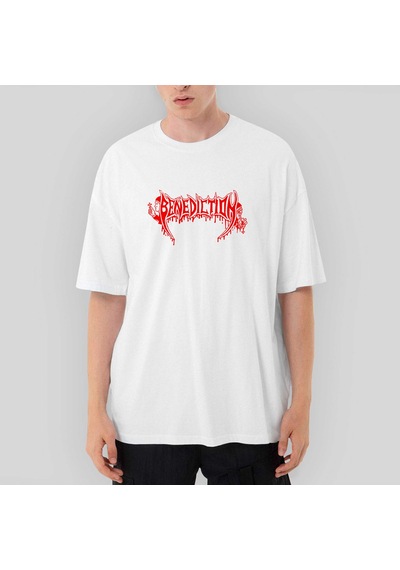 Benediction Red Oversize Beyaz Tişört Beyaz