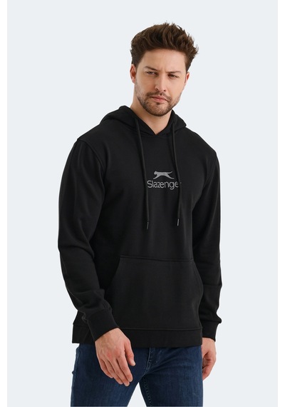 Slazenger Onca Erkek Kanguru Cepli Kapüşonlu Siyah Sweatshirt Siyah