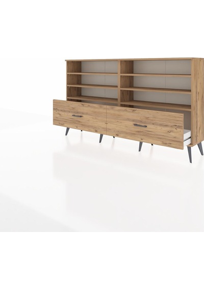 Arges Konsol 6 Raflı 2 Çekmeceli 176x30x99 Çam-çam Çam-çam