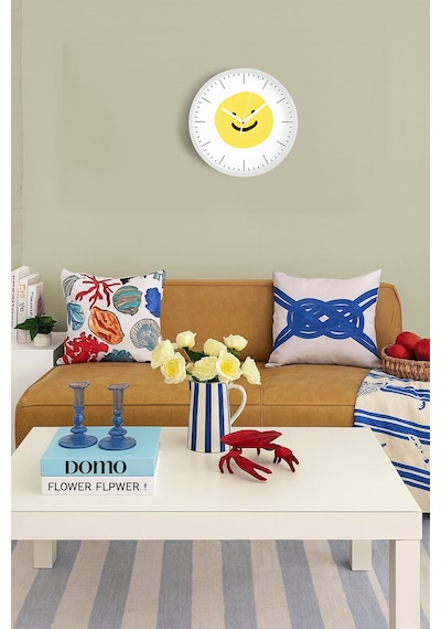 Gülen Surat Modern Tasarım Duvar Saati - 25cm - Önü Camlı Beyaz Kasa - Sessiz Mekanizma-jh0451 Beyaz
